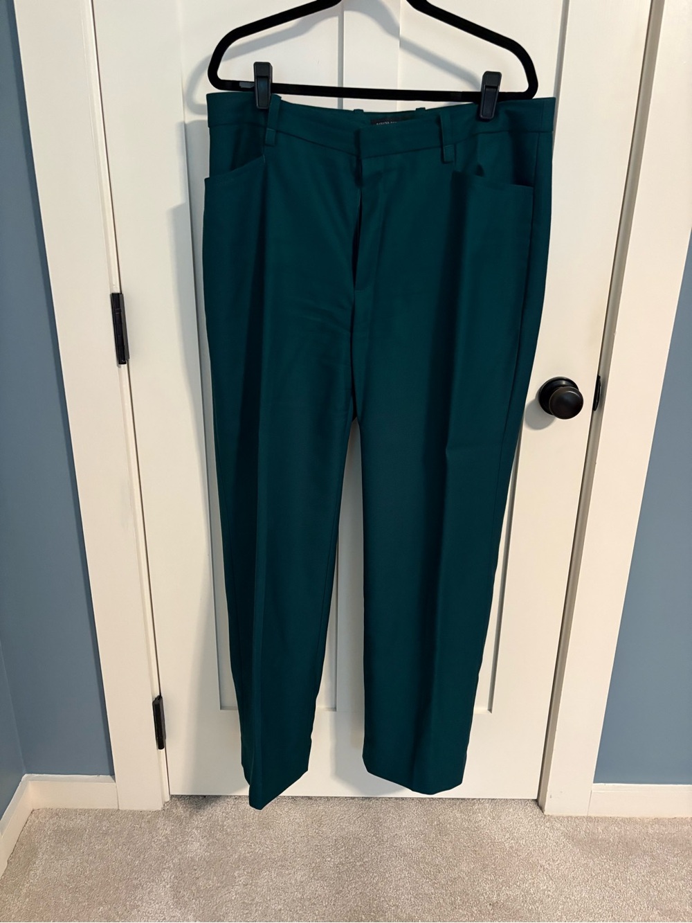 Banana Republic Dark Green Straight-Leg Dress Pants